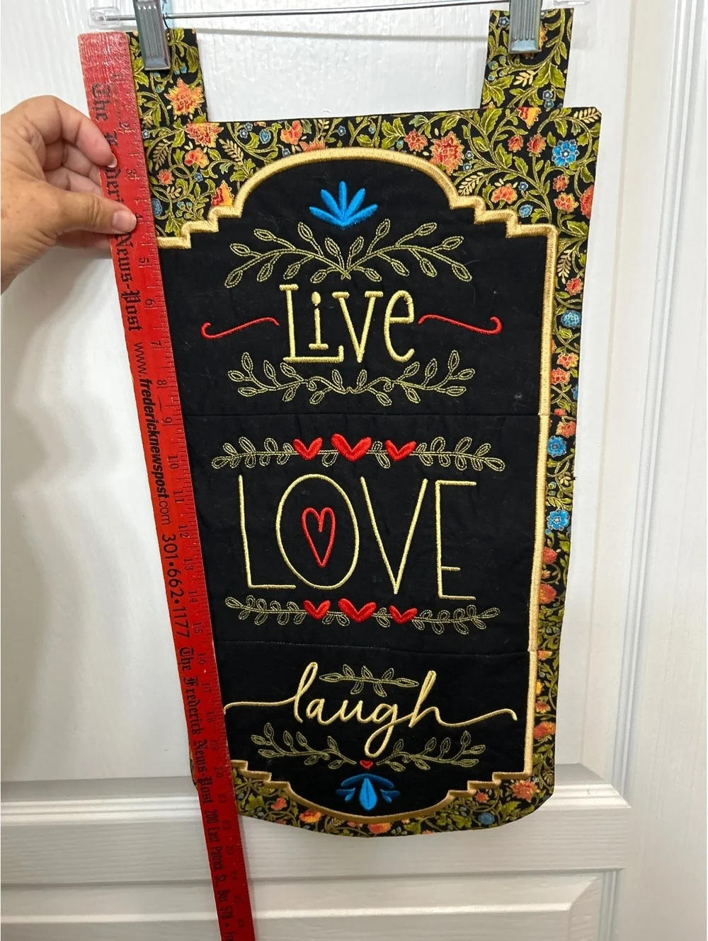 Decorative Wall Hanging with Live Love Laugh Embroidery